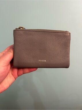 Fossil Lainie Multifunction Grey  Soft Pebbled Leather Bi-Folded Wallet